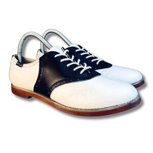 Eastland Women's Sadie Saddle Oxford Shoes White Black Leather Size 9 M 3331-13